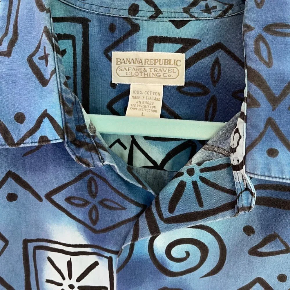 Banana Republic Safari & Travel Clothing Co. Mens Shirt Blue Size Large Vintage